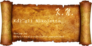 Kégli Nikoletta névjegykártya